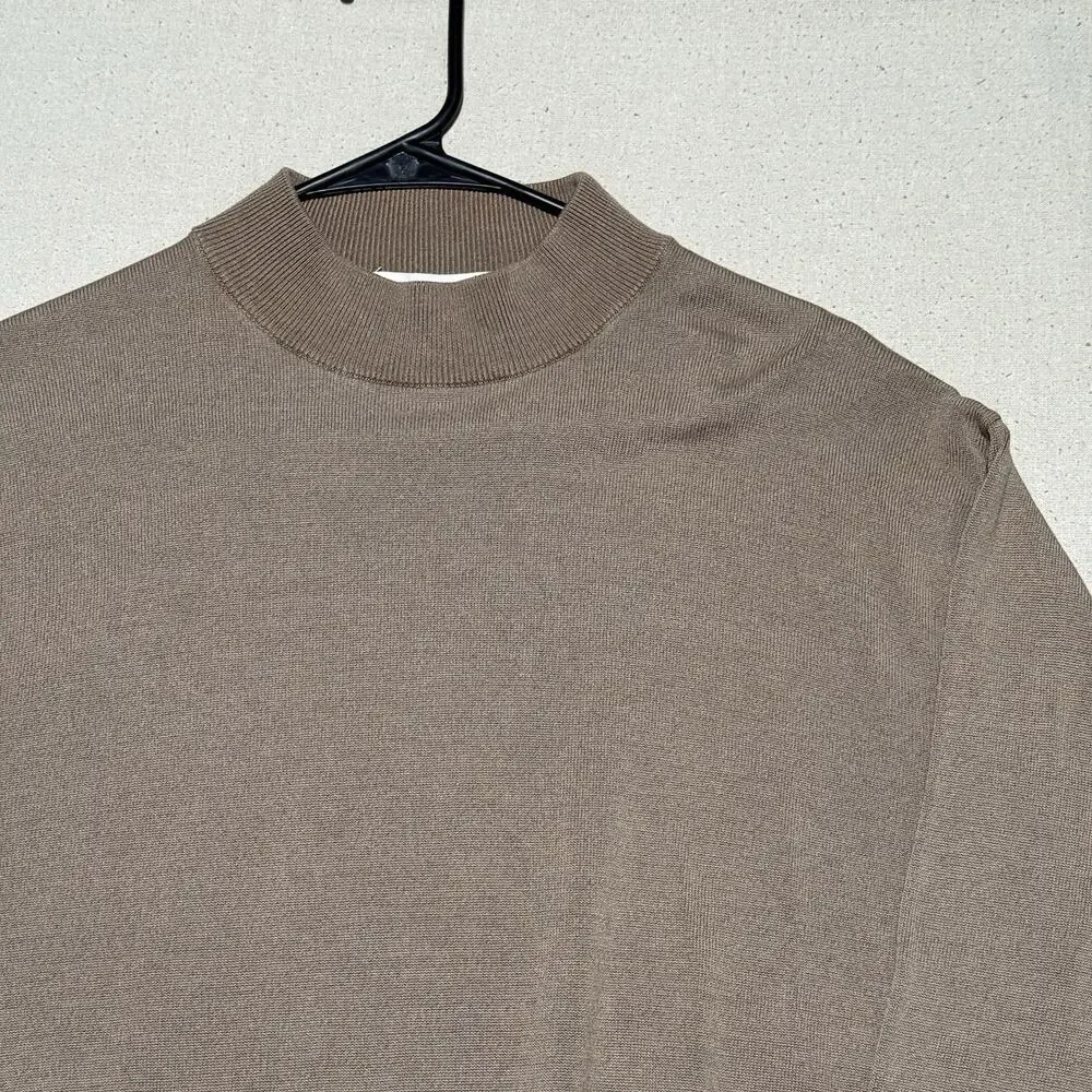 Pronto Uomo Sweater Mens Size Large Brown Mock Neck Tony Soprano Style Old Money